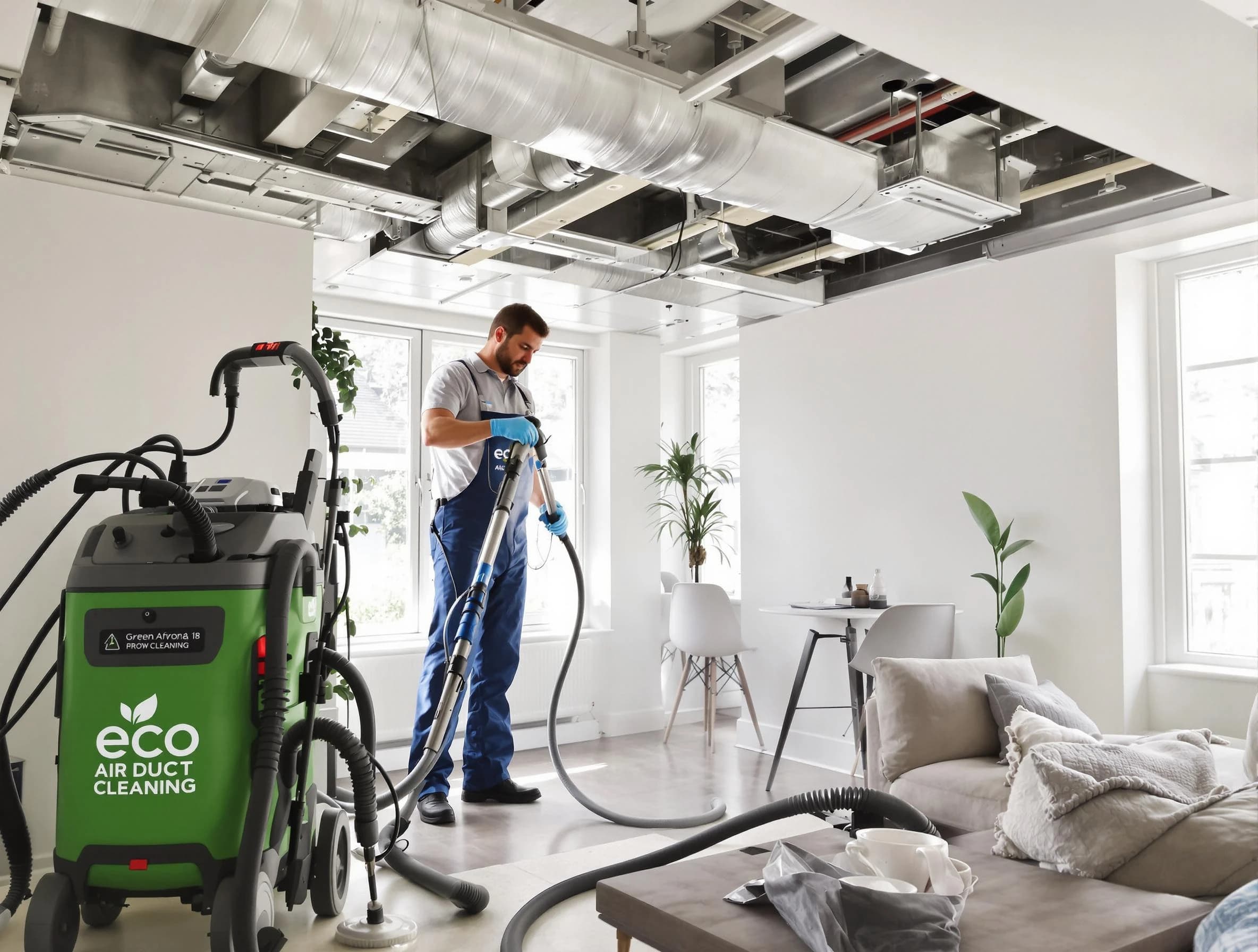 Indio Air Duct Cleaning technician performing eco-friendly duct cleaning using sustainable methods in Indio