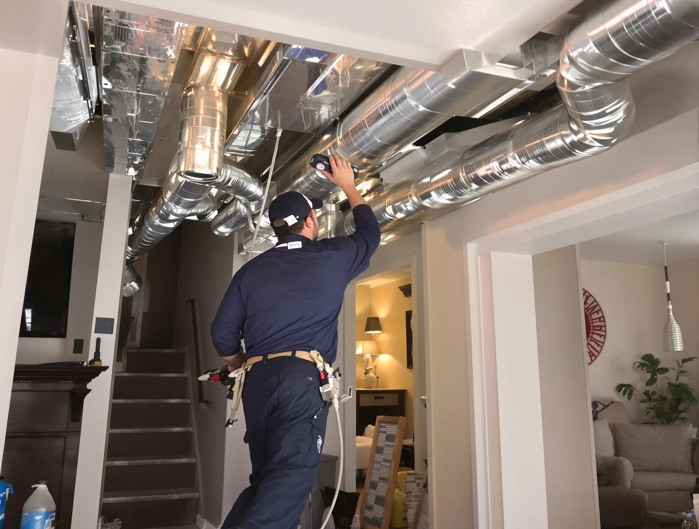 Indio Air Duct Cleaning expert performing specialized duct cleaning in a mobile home in Indio