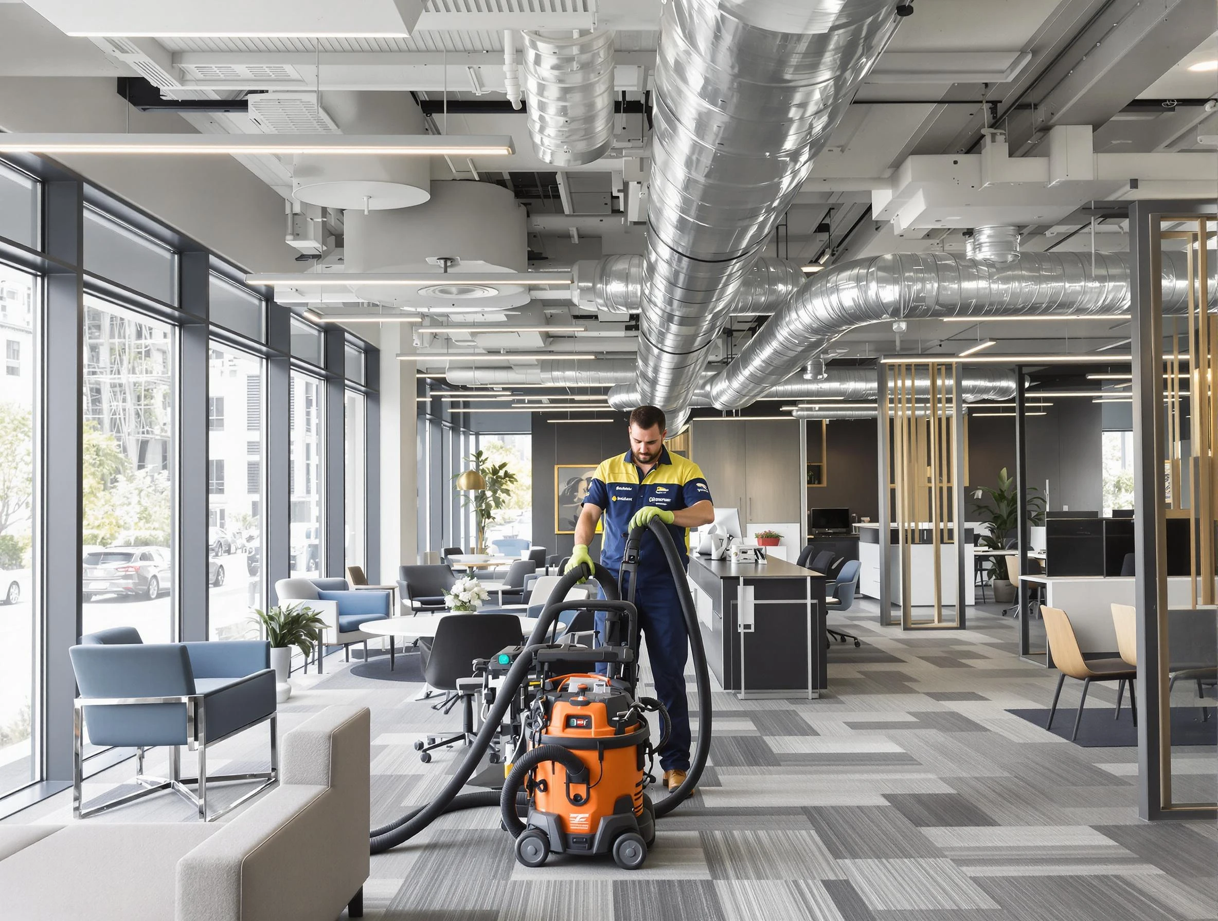 Indio Air Duct Cleaning team performing thorough commercial duct cleaning at a Indio business center